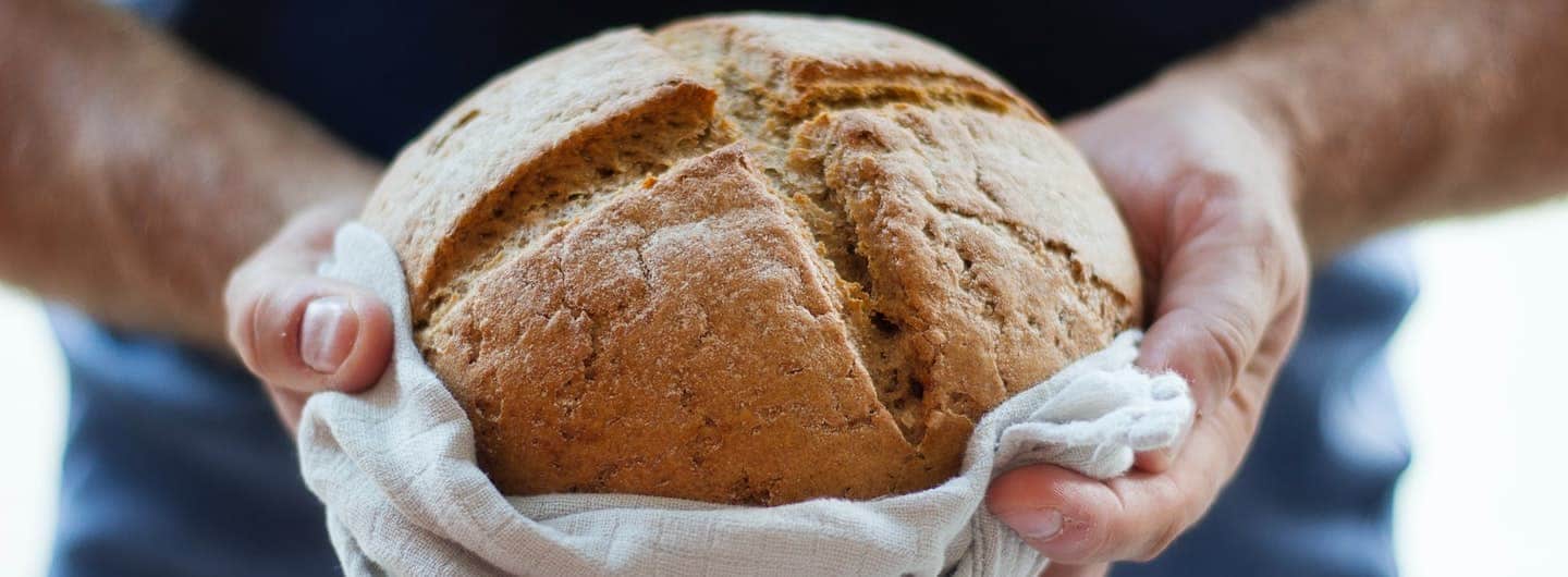 fresh round loaf of artisan bread