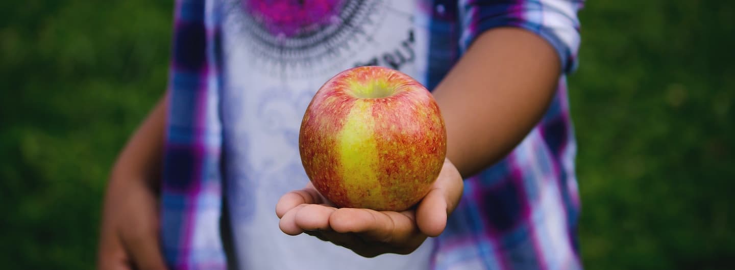 hand offering an apple